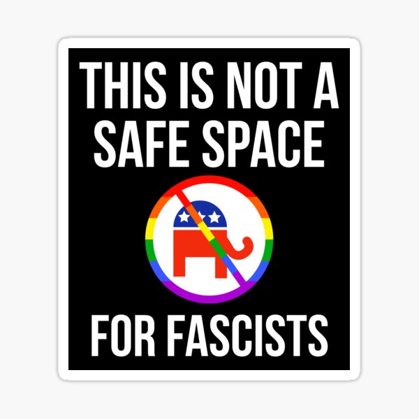 Vista previa del artículo con la obra «Este no es un espacio seguro para los fascistas.», diseñado y vendido por Rachel the Artist .
