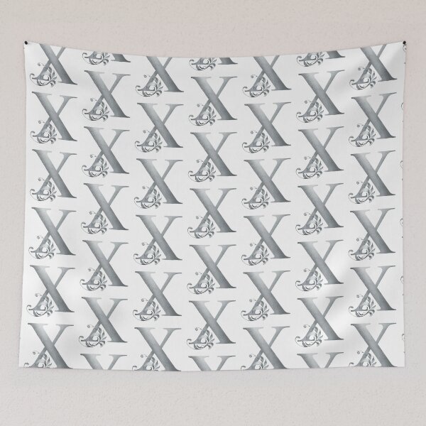 Item preview, Luxury Floral Monogram X: Elegant Grey and Silver Typography designed and sold by Fil4.