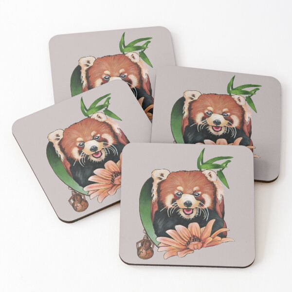 Item preview, Red panda with wild flower designed and sold by KnowingWonder.