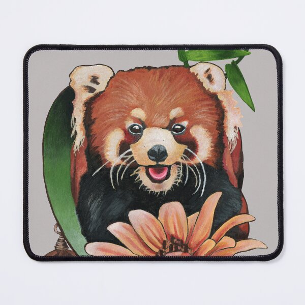 Item preview, Red panda with wild flower designed and sold by KnowingWonder.