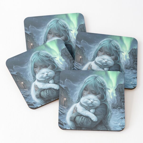 Item preview, Girl Hugging A White British Shorthair Cat designed and sold by Nocturne  Paws.