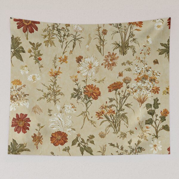 Item preview, Earthy Wildflower Toile de Jouy Pattern designed and sold by SeamPix.