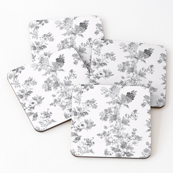 Item preview, Monochrome Wildflower Toile de Jouy Pattern designed and sold by SeamPix.