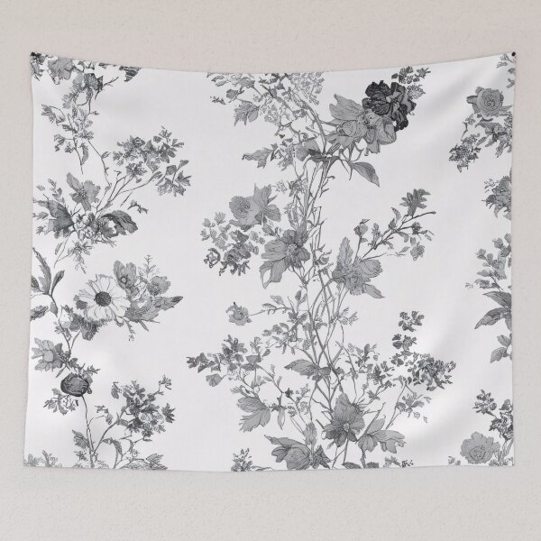 Item preview, Monochrome Wildflower Toile de Jouy Pattern designed and sold by SeamPix.