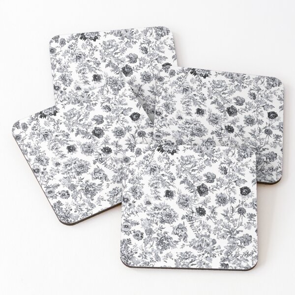 Item preview, Monochrome Wildflower Toile de Jouy Pattern designed and sold by SeamPix.