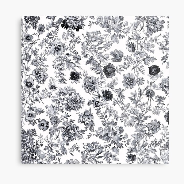 Item preview, Monochrome Wildflower Toile de Jouy Pattern designed and sold by SeamPix.