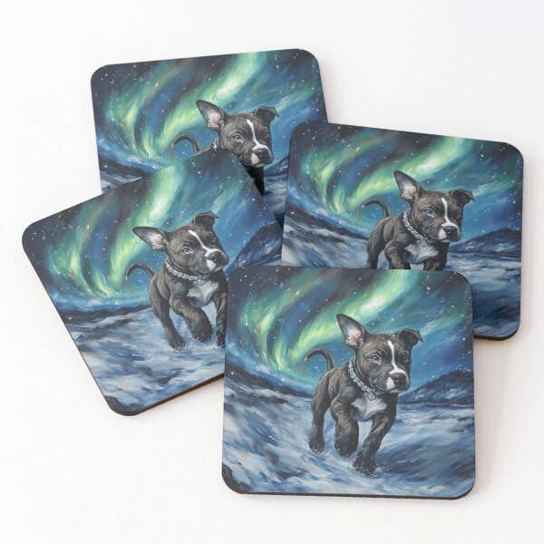Item preview,  Brindle Staffy Under Northern Lights designed and sold by Nocturne  Paws.