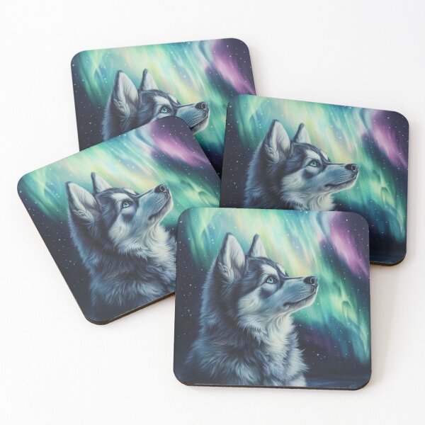 Item preview, Husky Puppy Under Northern Lights designed and sold by Nocturne  Paws.