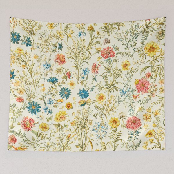 Item preview, Soft Cream Whimsical Wildflower Toile de Jouy Pattern designed and sold by SeamPix.