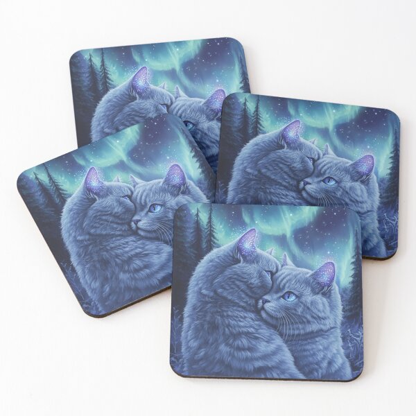 Item preview, Cuddly British Shorthair Cats Under Northern Lights designed and sold by Nocturne  Paws.