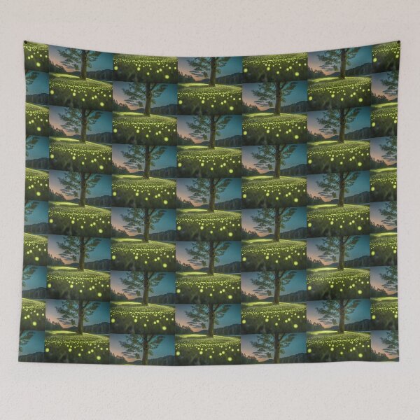 Item preview, Night Field with Glowing Orbs designed and sold by BestArtByArvind.