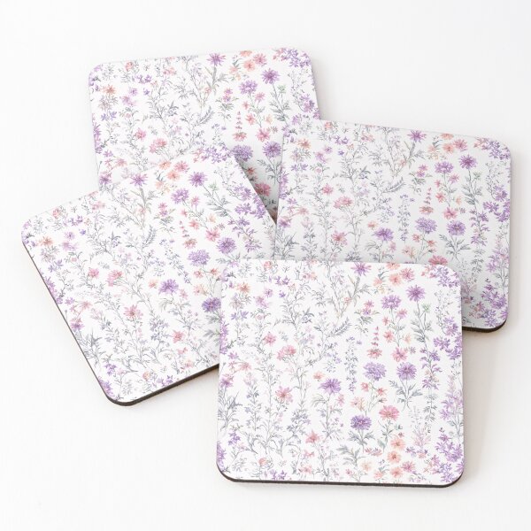 Item preview, Purple Whimsical Wildflower Toile de Jouy Pattern designed and sold by SeamPix.