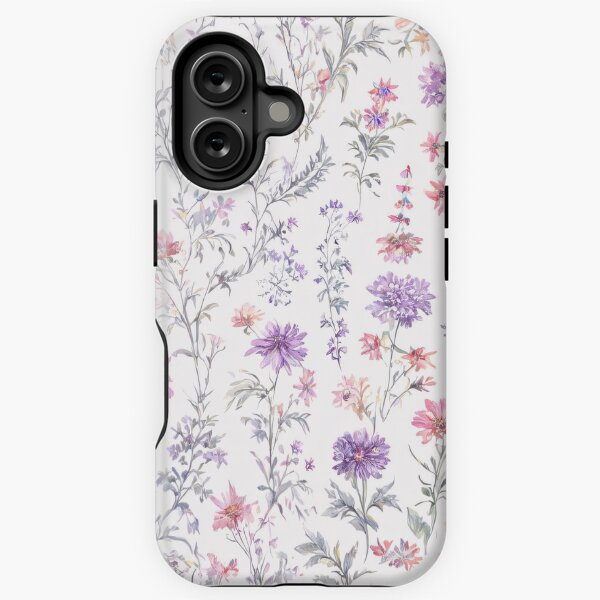 Item preview, Purple Whimsical Wildflower Toile de Jouy Pattern designed and sold by SeamPix.