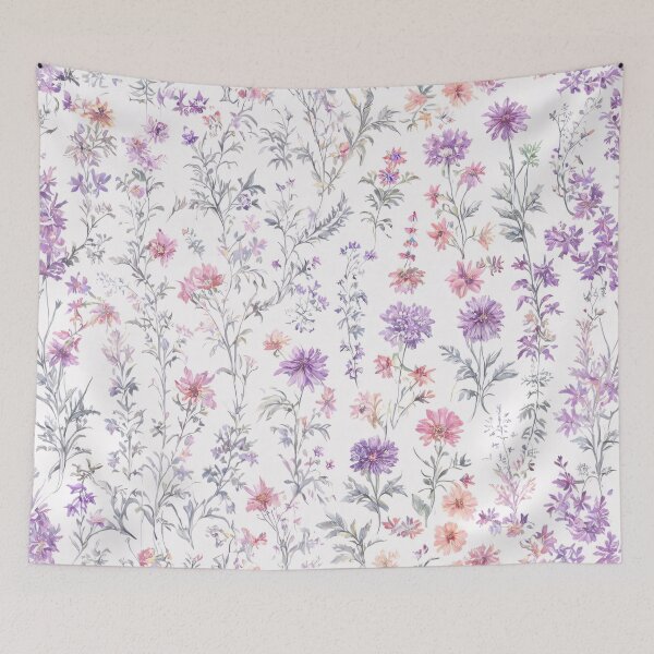 Item preview, Purple Whimsical Wildflower Toile de Jouy Pattern designed and sold by SeamPix.