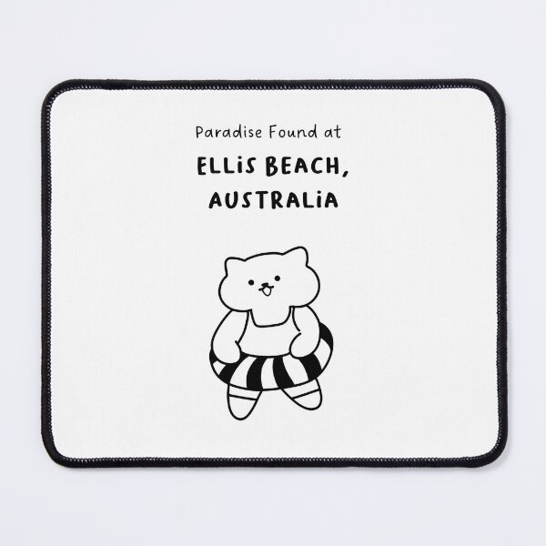 Item preview, Ellis Beach, Australia | Line-drawn Cat in a Float Ring | Handwritten-style Font designed and sold by RM-Journey.