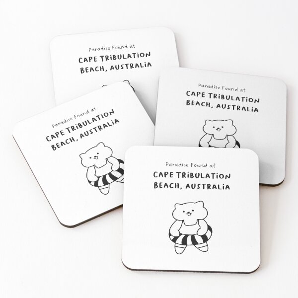 Item preview, Cape Tribulation Beach, Australia | Line-drawn Cat in a Float Ring | Handwritten-style Font designed and sold by RM-Journey.