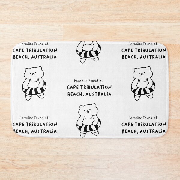 Item preview, Cape Tribulation Beach, Australia | Line-drawn Cat in a Float Ring | Handwritten-style Font designed and sold by RM-Journey.