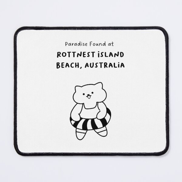 Artikelvorschau, Strand von Rottnest Island, Australien | Strichzeichnung einer Katze in einem Schwimmring | Handschriftliche Schriftart entworfen und verkauft von RM-Journey.