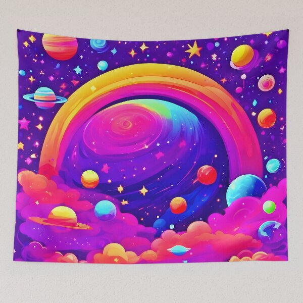 Artikelvorschau, Kosmische Regenbogen-Planetenkunst entworfen und verkauft von Health And Fitness Posts e-Store.