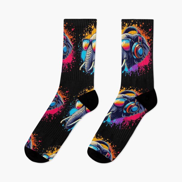Item preview, Cool And Stylish DJ Elephant Wearing Sunglasses With Colorful Splash   designed and sold by Smix Pixels.