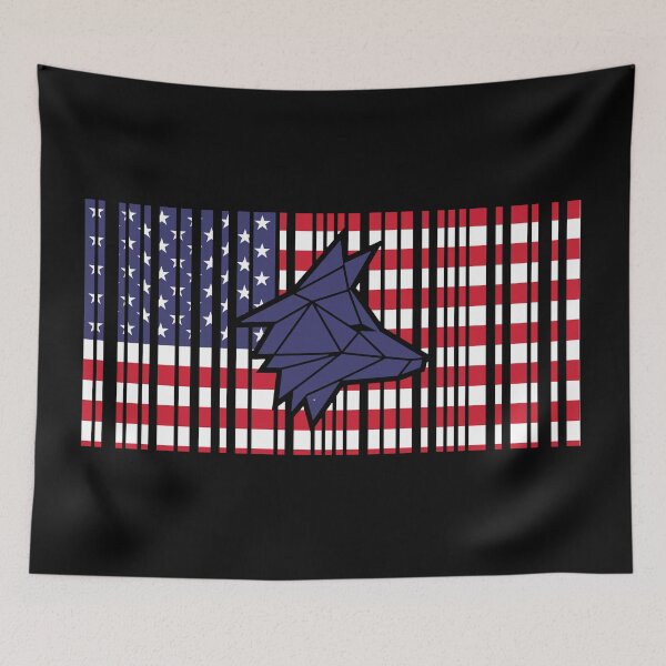 Item preview, Barcode-Style USA Flag with Embedded Wolf designed and sold by the Zarock Shop.