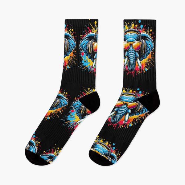 Item preview, Cool And Stylish DJ Elephant Wearing Sunglasses With Colorful Splash   designed and sold by Smix Pixels.