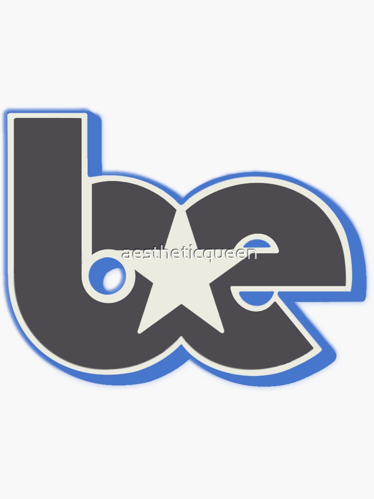 BE Star Contrast Initials Outline Logo White Grey Blue Sticker