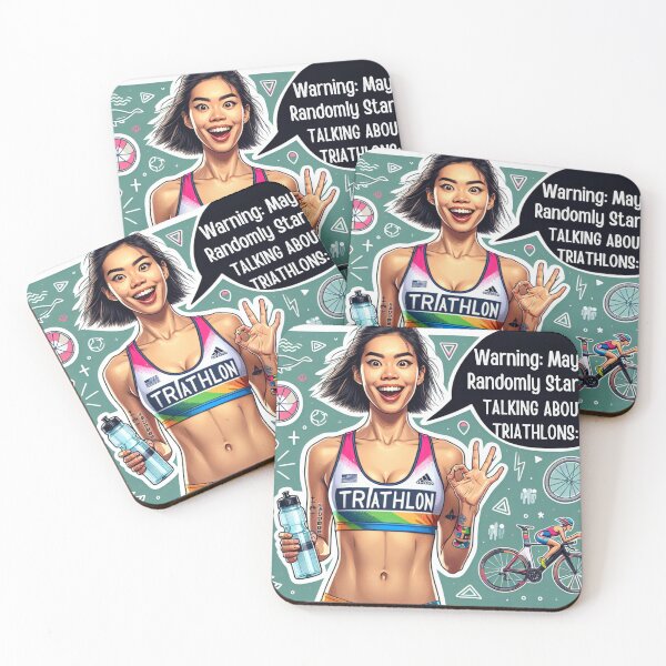 Item preview, Warning: May Randomly Start Talking About Triathlons – Funny Triathlete designed and sold by Triathlongram.