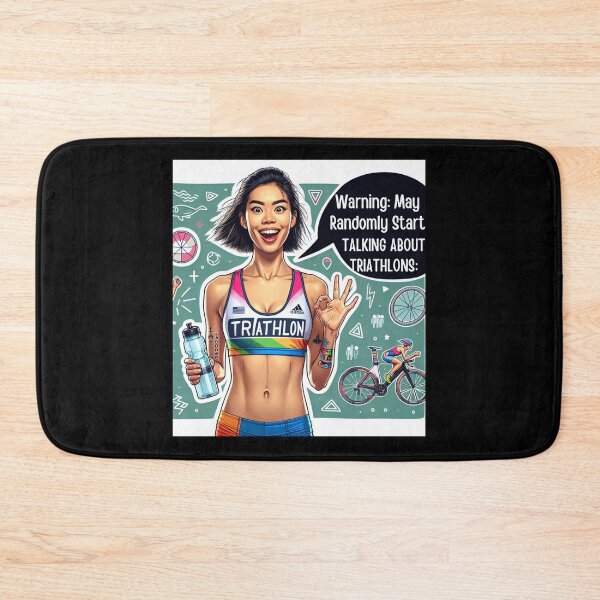 Item preview, Warning: May Randomly Start Talking About Triathlons – Funny Triathlete designed and sold by Triathlongram.