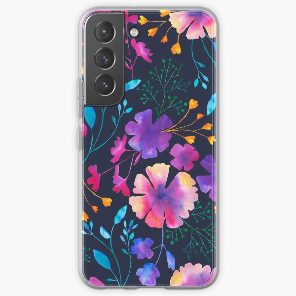 Sparkles Floral phone case Floral Print Sparkling flowers repeat pattern Clear Phone Case Samsung S20 S21 S10 Iphone 11 12 mini XR XS