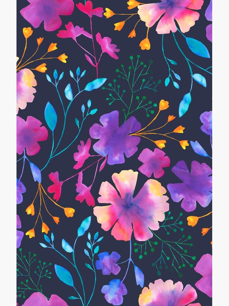 Fluro Floral Watercolour Flower Pattern by Dizzywonders