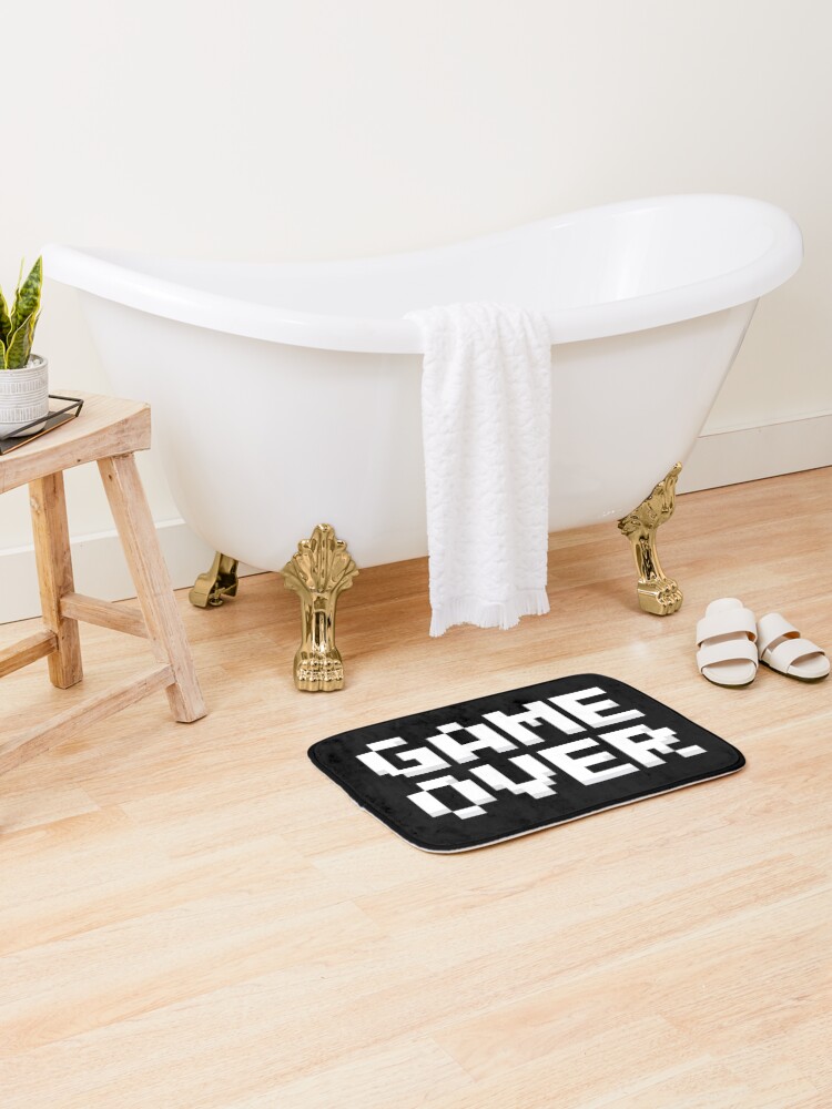 Thumbnail 2 of 6, Bath Mat, Game Over Retro Lettering designed and sold by MEMES-GER.
