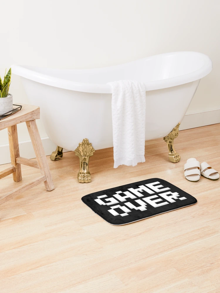 Thumbnail 2 of 6, Bath Mat, Game Over Retro Lettering designed and sold by MEMES-GER.