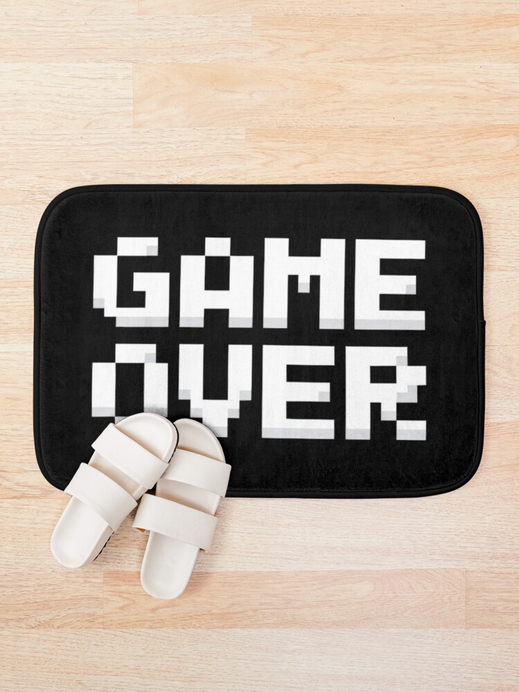 Thumbnail 1 of 6, Bath Mat, Game Over Retro Lettering designed and sold by MEMES-GER.