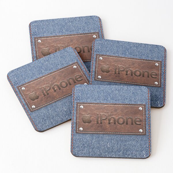 Item preview, Apple logo for iPhone on blue leather label designed and sold by lapizart.