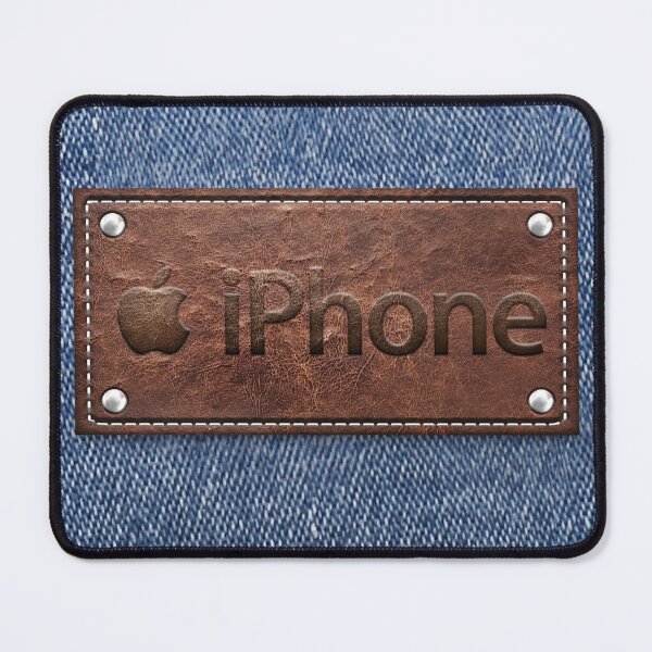 Item preview, Apple logo for iPhone on blue leather label designed and sold by lapizart.