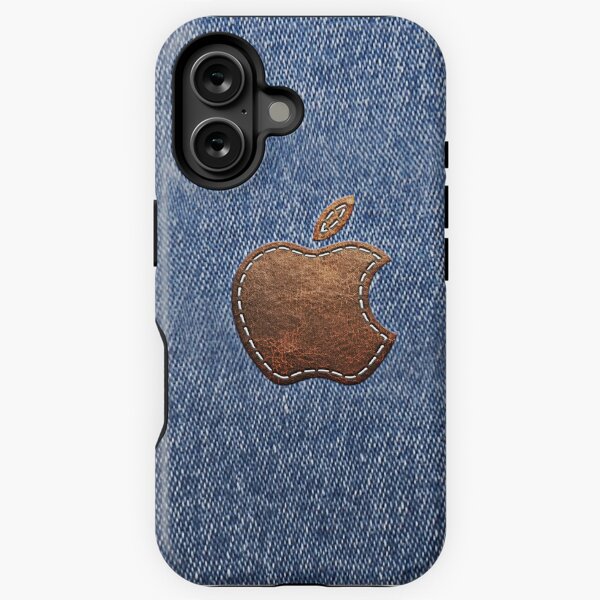 Vista previa del artículo con la obra «Logotipo de Apple para iPhone en etiqueta de cuero manzana azul», diseñado y vendido por lapizart.