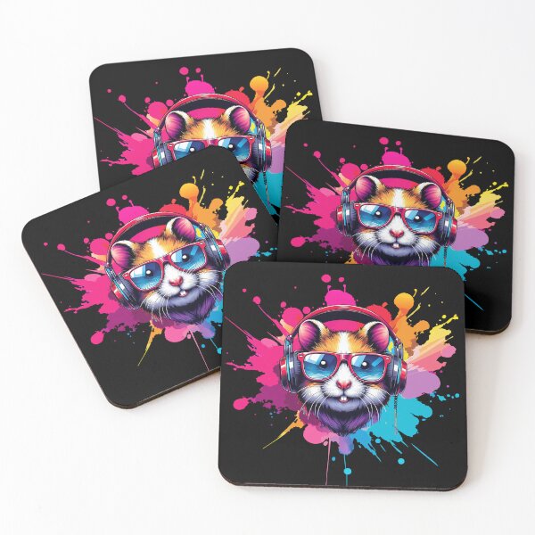 Item preview, Cool And Stylish DJ Hamster Wearing Sunglasses With Colorful Splash   designed and sold by Smix Pixels.