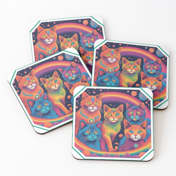 Item preview, 5 Colorful Astro-Cats designed and sold by Holy Coast Threads (Formerly ChristianFlower).