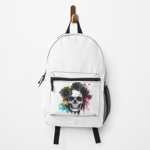 Item preview, Color Splash Skull with Black Flowers designed and sold by MysticArtPrints.