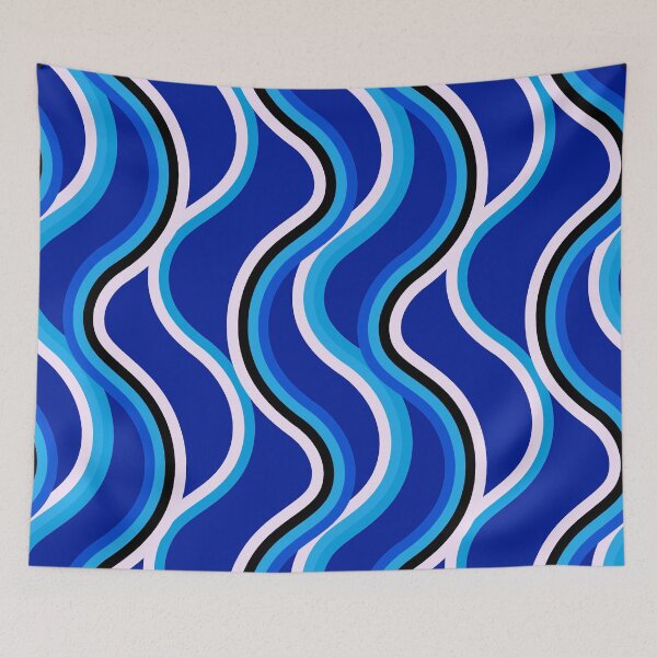 Item preview, Retro 1960s Blue, Aqua, And White Waves Pattern  designed and sold by DEC02.