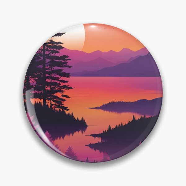 Item preview, Mountain/Lake sunset print designed and sold by NicMacTees.