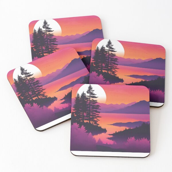 Item preview, Mountain/Lake sunset print designed and sold by NicMacTees.