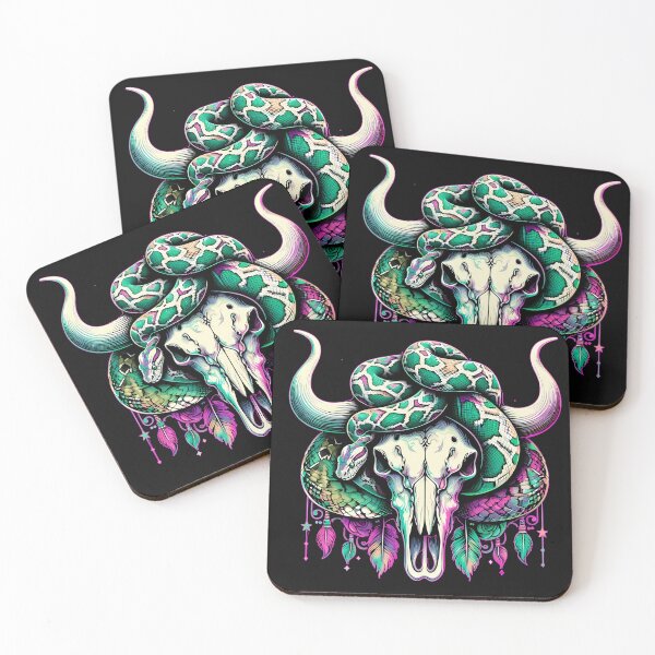 Item preview, Texas Bull Skull Horns and Python snake Gothic Art designed and sold by Oz64.