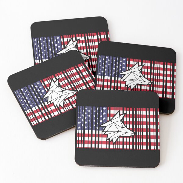 Item preview, Barcode-Style USA Flag with Embedded White Wolf designed and sold by the Zarock Shop.