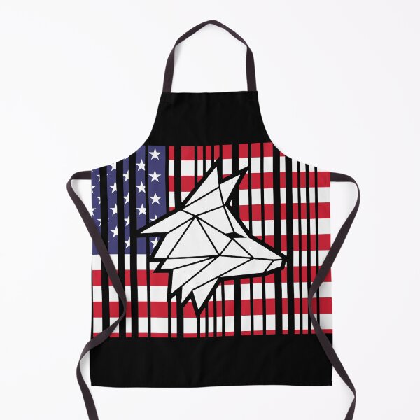 Item preview, Barcode-Style USA Flag with Embedded White Wolf designed and sold by the Zarock Shop.