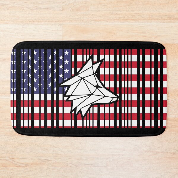 Item preview, Barcode-Style USA Flag with Embedded White Wolf designed and sold by the Zarock Shop.