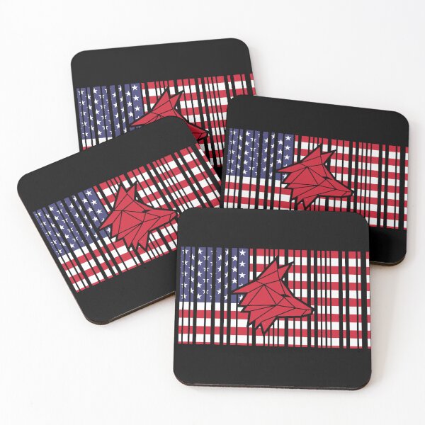 Item preview, Copia de Barcode-Style USA Flag with Embedded Red Wolf designed and sold by the Zarock Shop.