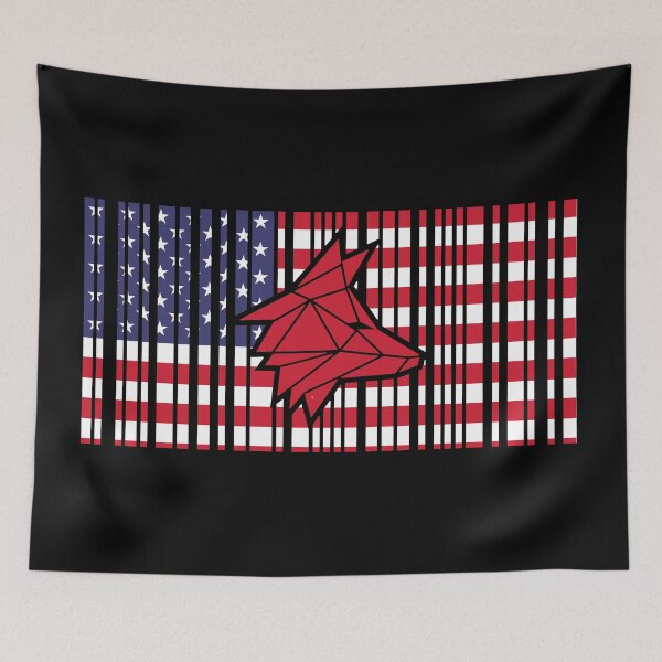 Item preview, Copia de Barcode-Style USA Flag with Embedded Red Wolf designed and sold by the Zarock Shop.