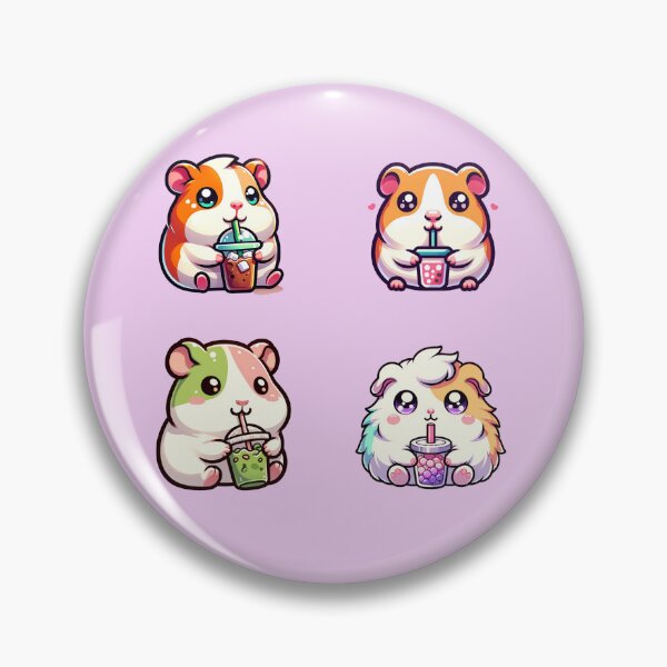 Item preview, Kawaii little Guinea pigs drinking delicious iced drinks stickers and more designed and sold by CRandRRstickers.